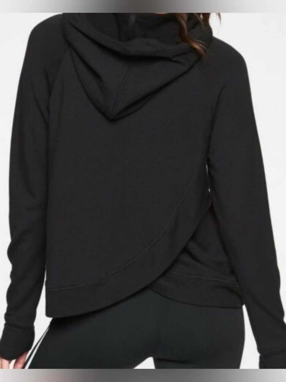 Athleta Criss Cross Back Hoodie in Black, Size S